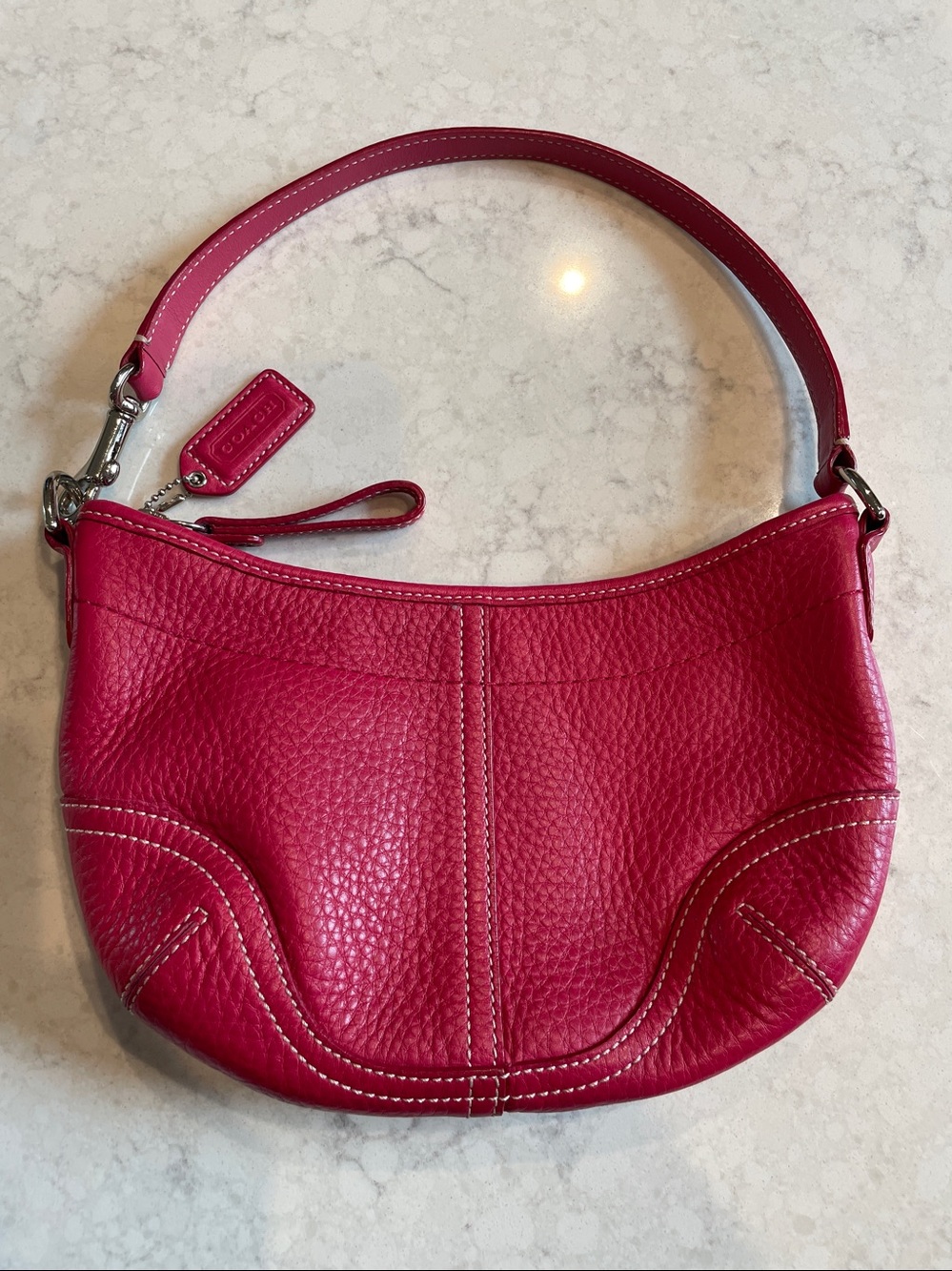 Vintage Coach Pebbled Leather Shoulder Bag — Fushia Pink